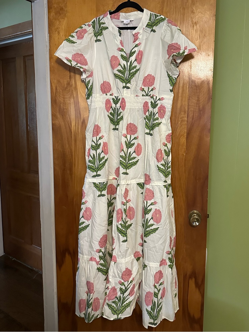 ChicSoul Cream Floral Women's Dress, 2X